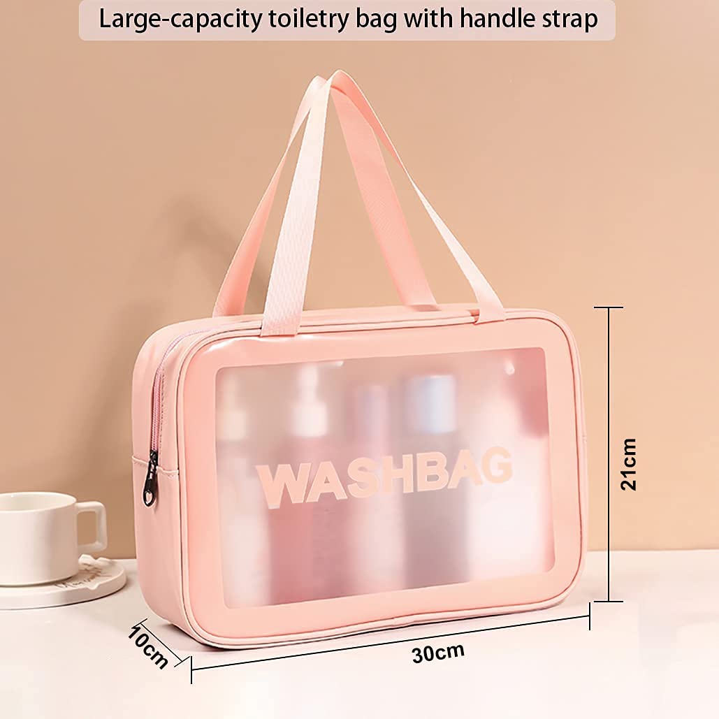 deevudi Clear Toiletry Bag, Wash Make Up Bag PVC Waterproof Zippered Cosmetic Bag, Portable Carry Pouch for Women Men (Set of 3 Bag Black)